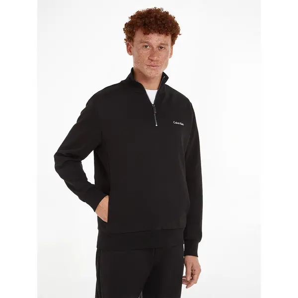 Image of Micro Logo Jumper in Cotton Mix with Half Zip