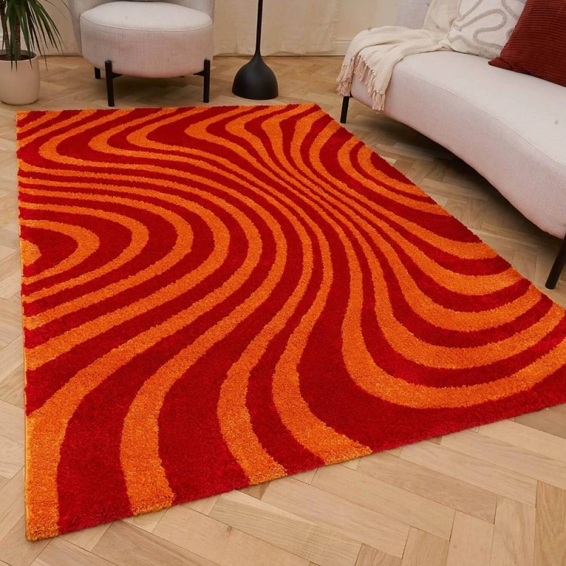 Image of THE RUGS Joli Striped Soft & Dense Pile Living Room & Bedroom Rug in Red Size: 160cm x 230cm Red Unisex 160cm x 230 cm