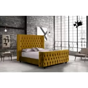 Image of Harmony Bed Double Plush Velvet Mustard