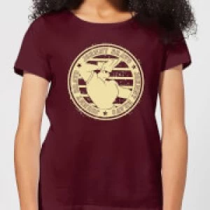 Image of Johnny Bravo Sports Badge Womens T-Shirt - Burgundy - L
