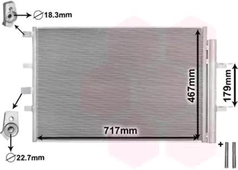 Image of VAN WEZEL 18015703 Condenser *** IR PLUS ***, with dryer, with accessories Condenser,air conditioning (448)