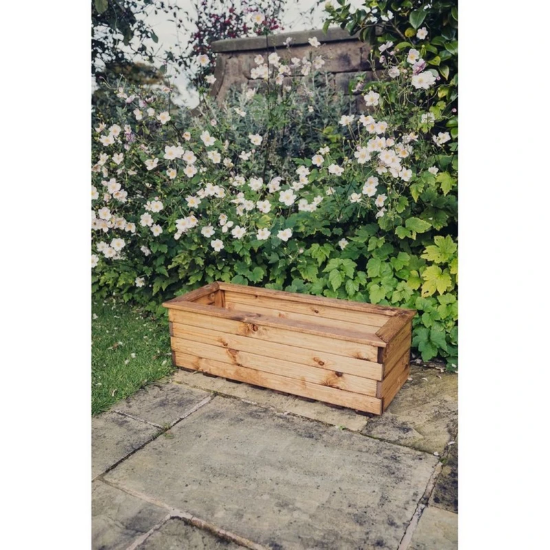 Image of Churnet Valley Garden Furniture Ltd Valley Trough Large - Timber Garden Planter - L39 x W100 x H32cm in Brown Brown Unisex