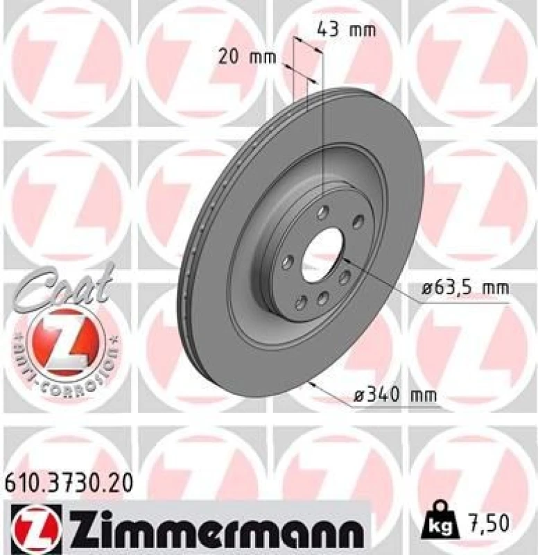 Image of ZIMMERMANN Brake disc ZIMMERMANN 610.3730.20