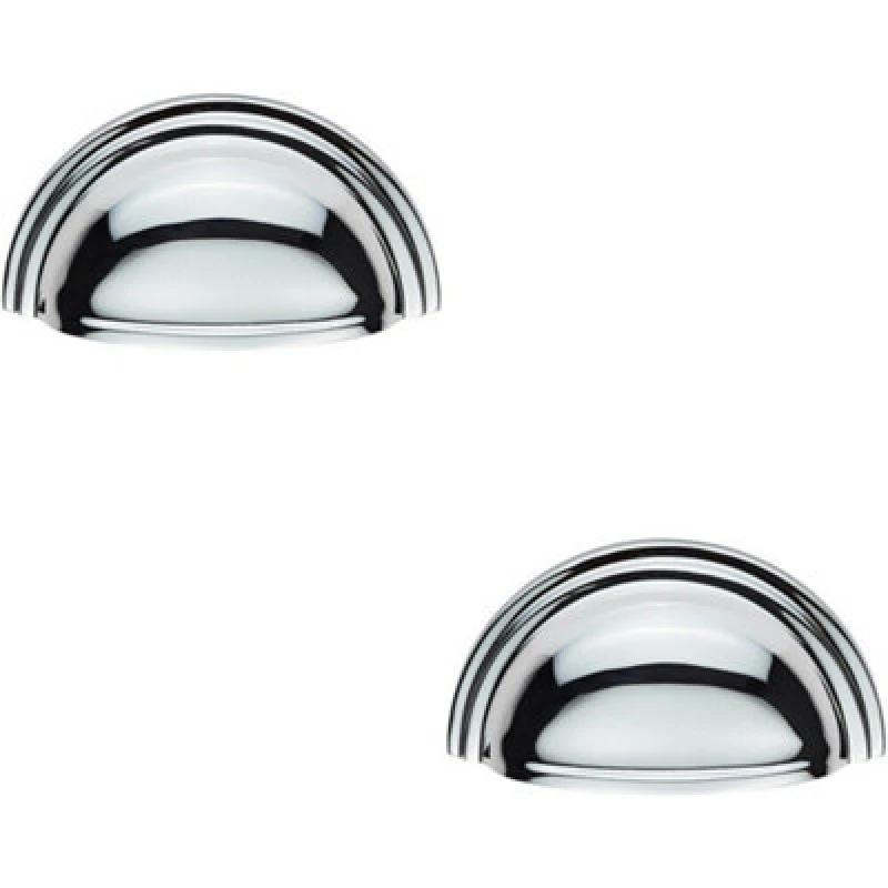 Image of Loops 2x Victorian Cup Pull Handle Polished Chrome 92 x 46mm 76mm Fixing Centres Multi unisex