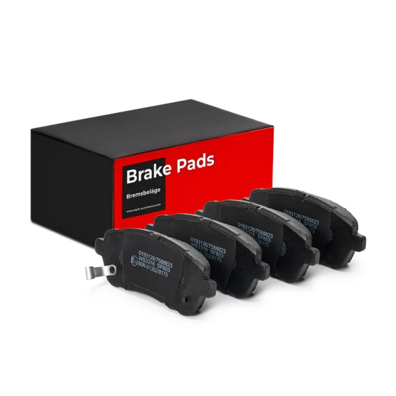 Image of STARK SKBP-0010129 Brake pad set Front Axle, with acoustic wear warning, with accessories, with anti-squeak plate Brake Pad Set,disc brake (402)