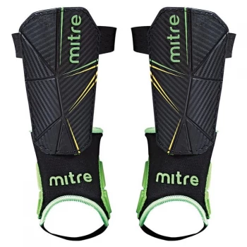 Image of Mitre Delta Ankle Shin Guards - Blk/Grn/Ylw