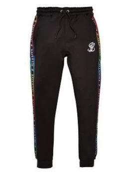 Image of Illusive London Boys Taped Cuffed Jog Pants - Black, Size 9-10 Years