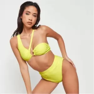 image of Missguided High Waisted Bikini Bottoms - Yellow