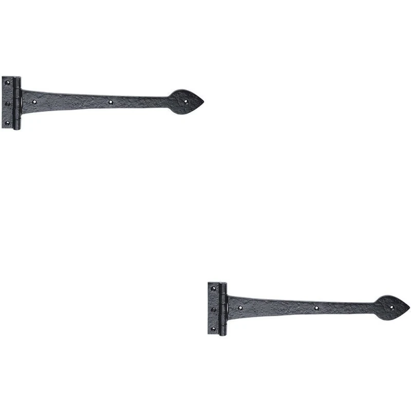 Image of Loops 2x PAIR 380 x 102mm Ornate T Hinge Black Antique Internal Decorative Door Hinge Black