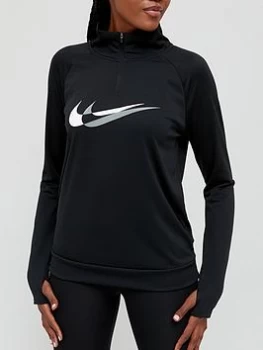 Image of Nike Running Dri-FIT Swoosh Quarter Zip Top - Black Size M Women