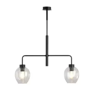 Image of Lukka Black Multi Arm Pendant Ceiling Light with Clear Glass Shades, 2x E27
