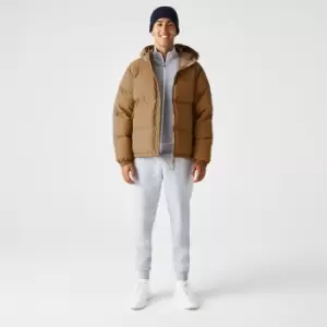 Image of Mens Lacoste Quilted Water-Repellent Short Jacket Size 50 Brown