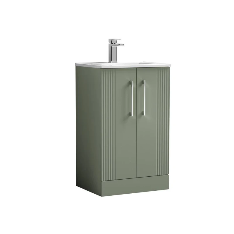 Image of Balterley 2 Door Floor Standing Vanity Unit Minimalist Basin Green 500mm Green