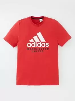 Image of Boys, Adidas Youth Manchester United 23/24 DNA Tee, Red, Size 2XL