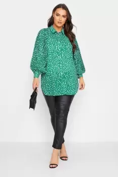 Image of Pleated Balloon Sleeve Mesh Shirt