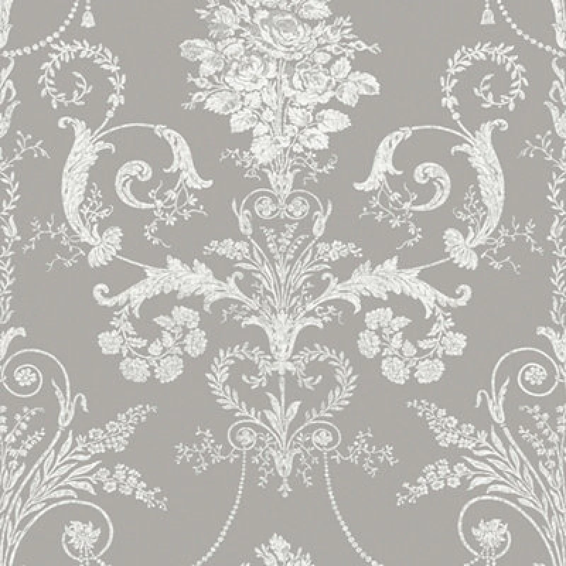 Image of Laura Ashley Josette Steel Damask Smooth Wallpaper