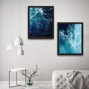 image of Waves Set Multicolor Decorative Framed Painting (2 Pieces)