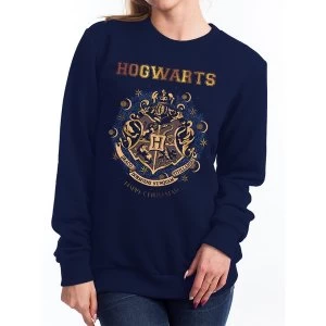 Image of Harry Potter - Womens Christmas At Hogwarts Sweater (Navy)