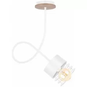 image of Keter Lighting - Keter Casa Slim Pendant Ceiling Light White, Wood, 25cm, 1x E27