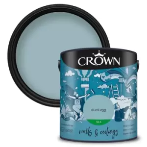 image of Crown Breatheasy Duck Egg - Silk Standard Emulsion Paint - 2.5L