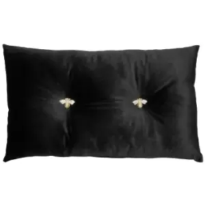 Image of Bumble Bee Velvet Cushion Black