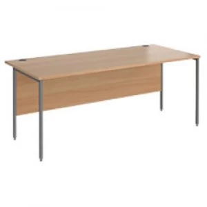 image of Rectangular Straight Desk with Beech Coloured MFC Top and Graphite H-Frame Legs Contract 25 1800 x 800 x 725mm