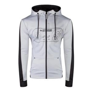 Image of Nintendo - Snes Controller Front Outline Mens Large Hoodie - Grey/Black