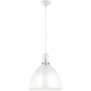 Image of Loops - 1 Bulb Ceiling Pendant Light Fitting Flat White/Chrome LED 8W Bulb