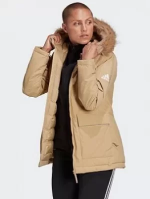 Image of adidas Utilitas Hooded Parka, Beige Size XS Women