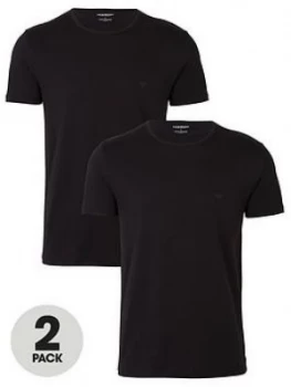 Image of Emporio Armani 2 Pack Cotton Regular Fit T-Shirts Black Size L Men