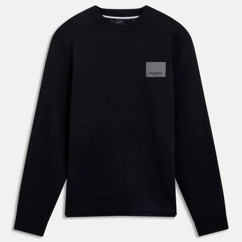 Image of Ted Baker LS Logo Patch Sweatshirt Black male XS (1)