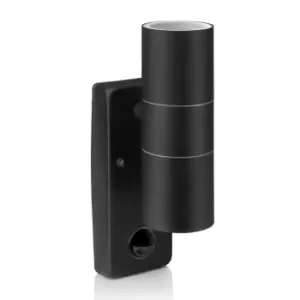Image of Auraglow Warminster Motion Sensor Wall Light w/ 2 x Warm White GU10 Bulbs - Black