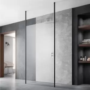 Image of Wet Room Screen with Ceiling Post 800mm Wide - 8mm Glass - Hudson Reed