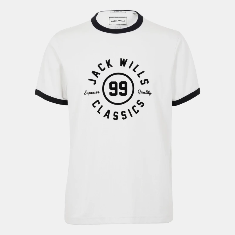 Image of Jack Wills Ringer Graphic T-Shirt - White White XS