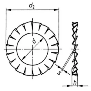 Image of TOOLCRAFT A5,1 D6798 194755 Serrated washers Inside diameter: 5.3mm M5 DIN 6798 Spring steel 100 pc(s)