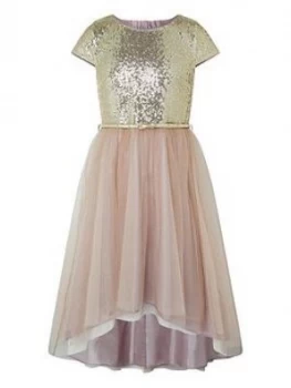 image of Monsoon Girls Kylie Cap Sleeve Tiered Prom Dress - Gold