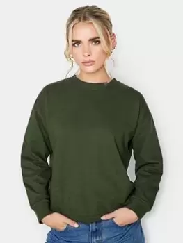 Image of PixieGirl Petite Crew Neck Sweatshirt - Green, Size 10, Women