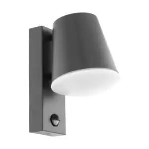 Image of Eglo - Caldiero - 1 Light Outdoor Wall Downlight with PIR Motion Sensor Anthracite IP44, E27