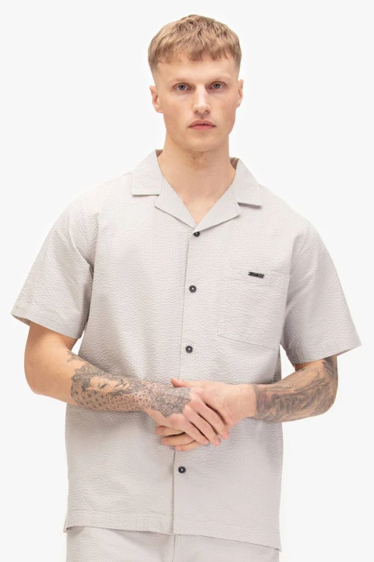 Image of Luke 1977 Mens Millook Shirt in Light Grey Size: 2XL Light Grey Male 2XL