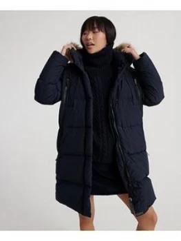 image of Superdry Premium Down Louisa Coat, Blue, Size 10, Women