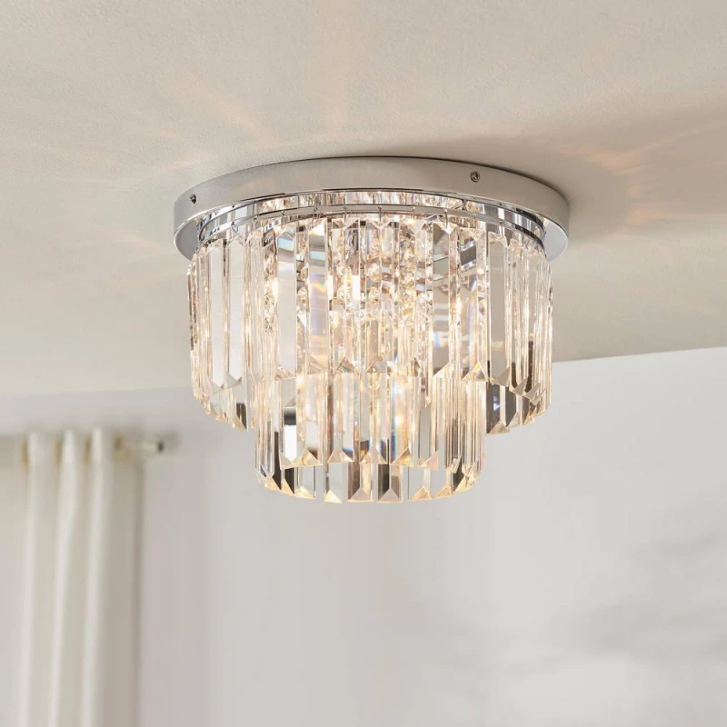 Image of FurnitureboxUK Isabella Cut Glass Crystal Drop Ceiling Light in Silver Silver Unisex
