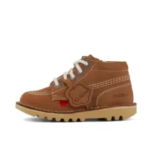 Image of KICKERS KICK HI ZIP LTHR IU TAN/LT CREAM - 10