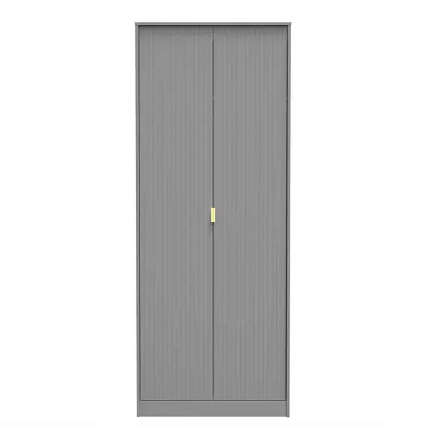 image of Welcome Furniture Ready Assembled Linear 2 Door Wardrobe In Dusk Grey