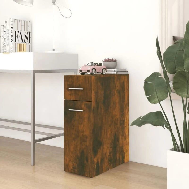 Image of Vidaxl Apothecary Cabinet Smoked Oak 20X45.5X60 Cm Engineered Wood, Brown 815864
