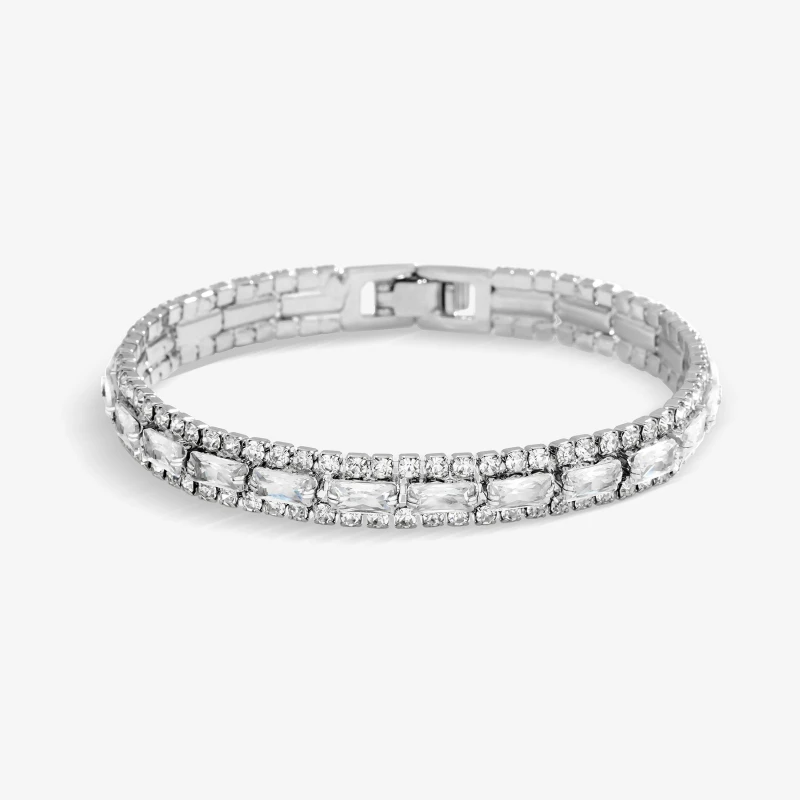 Image of Jon Richard Silver Plated Crystal Baguette Bracelet Jewellery Sets One Size Silver 71719211000