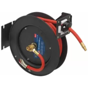 image of Sealey SA84 Retractable Air Hose Steel Reel 8m Ø10mm ID Rubber Hose