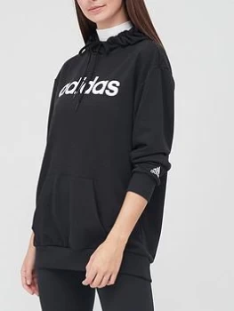 Image of adidas Essentials Linear Oversized Hoodie - Black/White Size XS Women