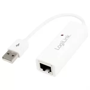 image of LogiLink UA0144B USB 2.0 to Fast Ethernet Adapter - 100Mbps - White