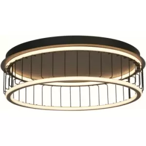 image of Searchlight Circolo Cage LED Flush Ceiling Light, Black Metal