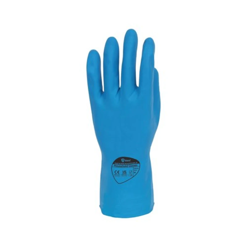 Image of Shield Rubber Household Gloves 0.33mm 30cm Pairs Medium Blue (12 Pack) GR03G12